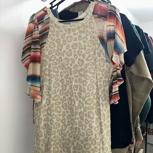 Crazy Train Cream Leopard Print Tee